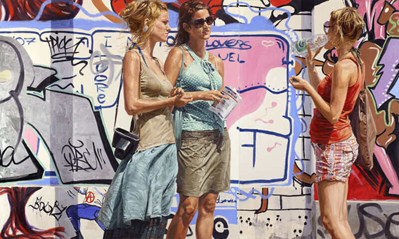 Three Women in Front of Graffiti
