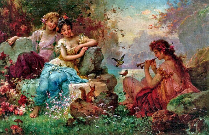 Three Women in Garden