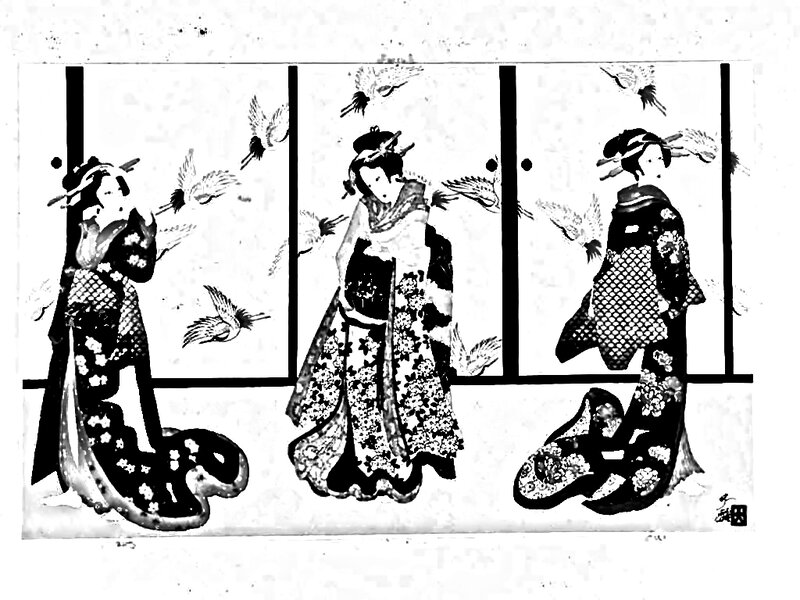 Three Women in Kimonos — Black