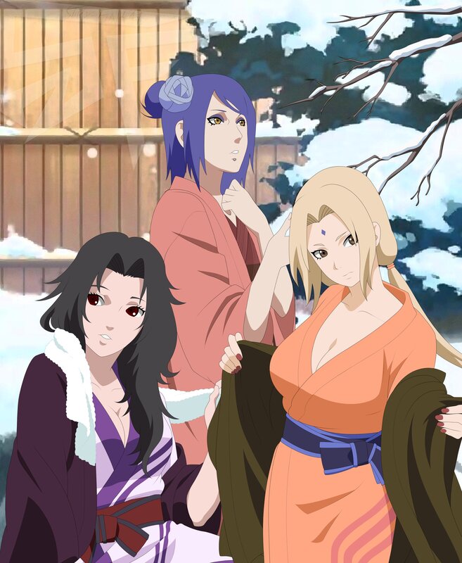 Three Women in Kimonos — Purple