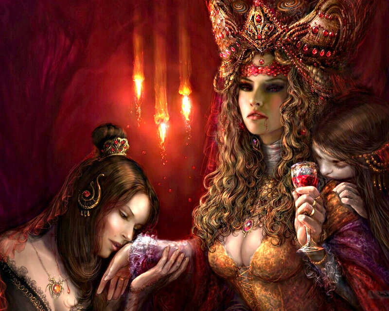 Three Women in Ornate Attire