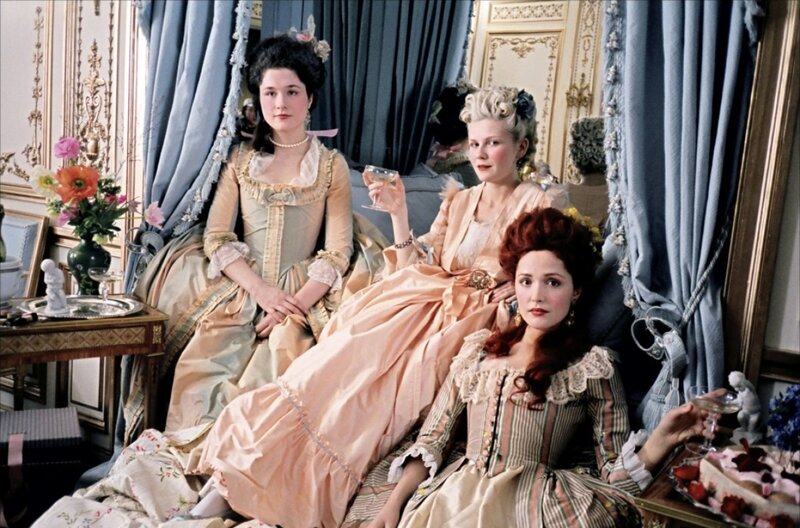 Three Women in Period Dresses — Blue