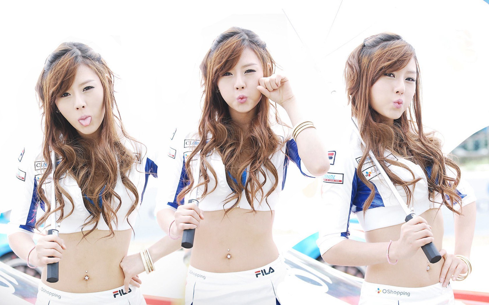 three women in racing outfits