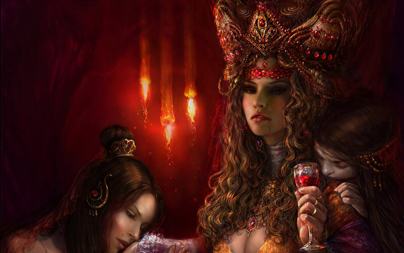 Three Women in Red Light