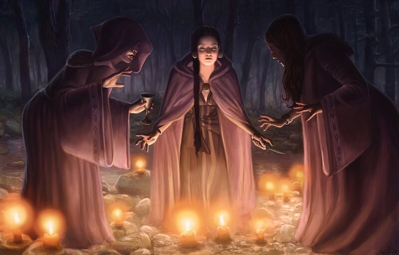 Three Women in Ritual — Purple