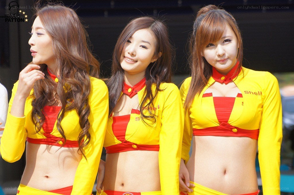 three women in shell uniforms