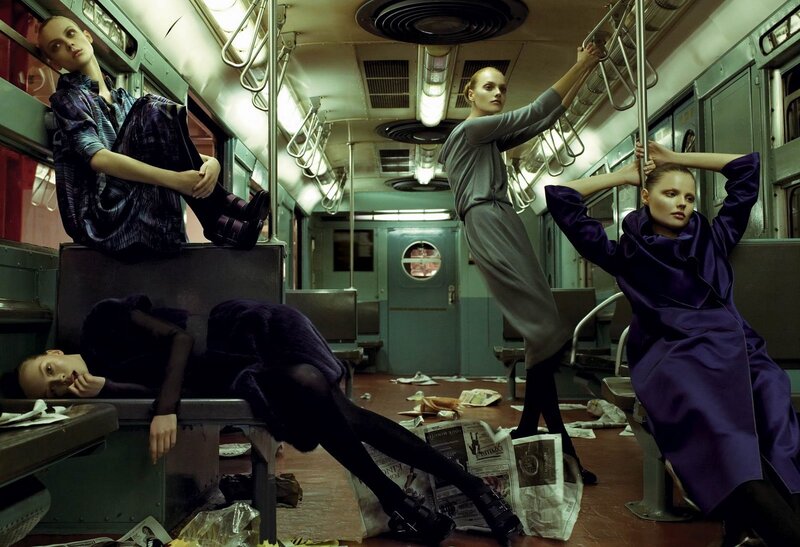 Three Women in Subway Car
