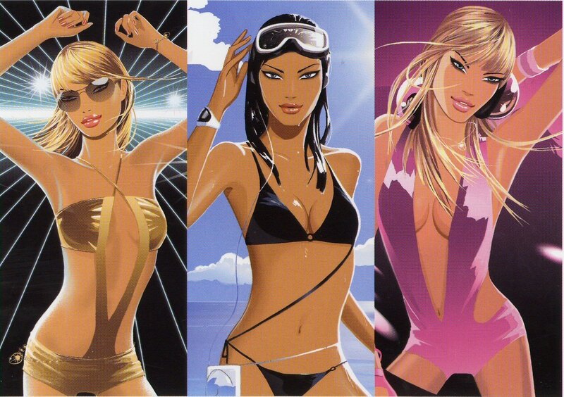 Three women in swimwear