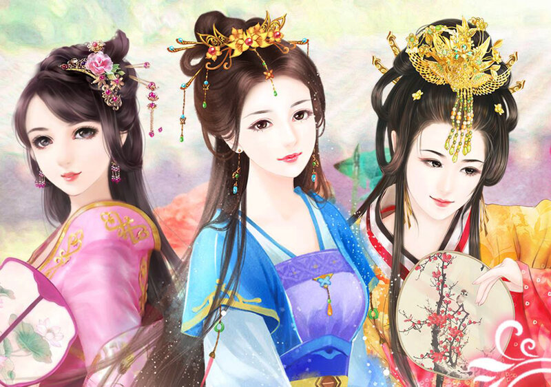 Three Women in Traditional Attire — Pink