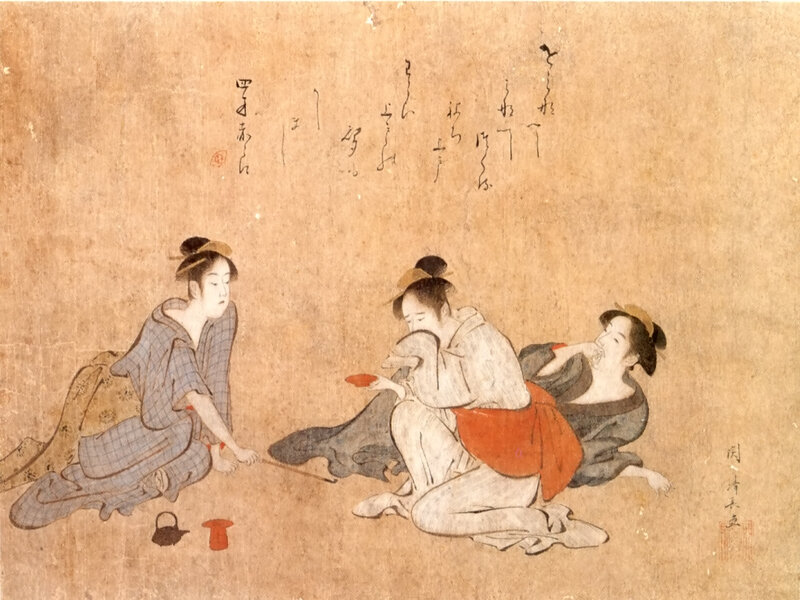Three Women in Traditional Clothing — Brown