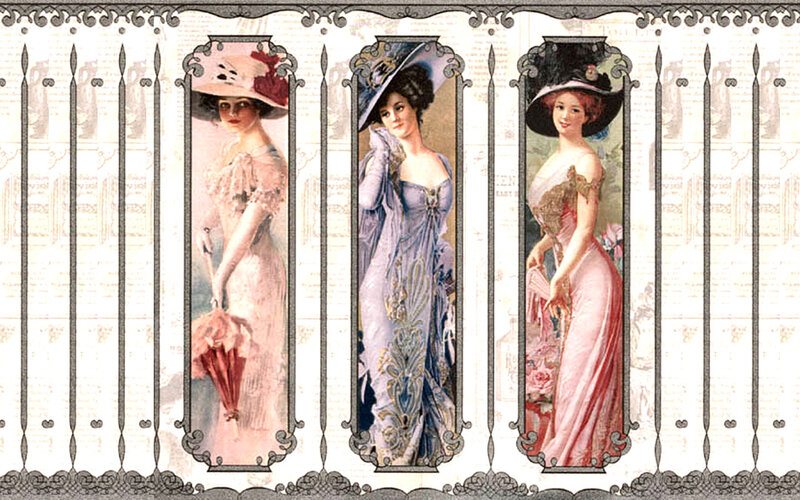 Three Women in Vintage Dresses — Pink