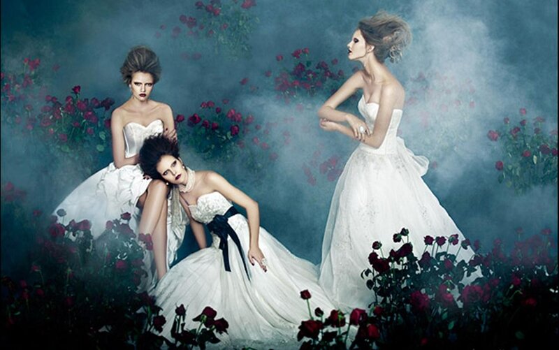 Three Women in Wedding Dresses — White