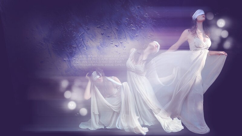 Three women in white gowns