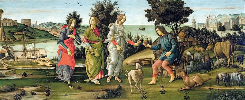 Three Women Meeting a Shepherd