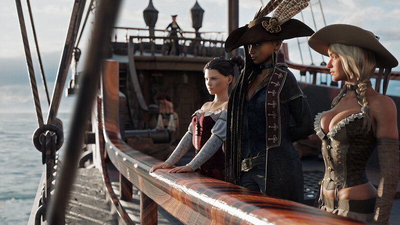 Three Women on a Ship