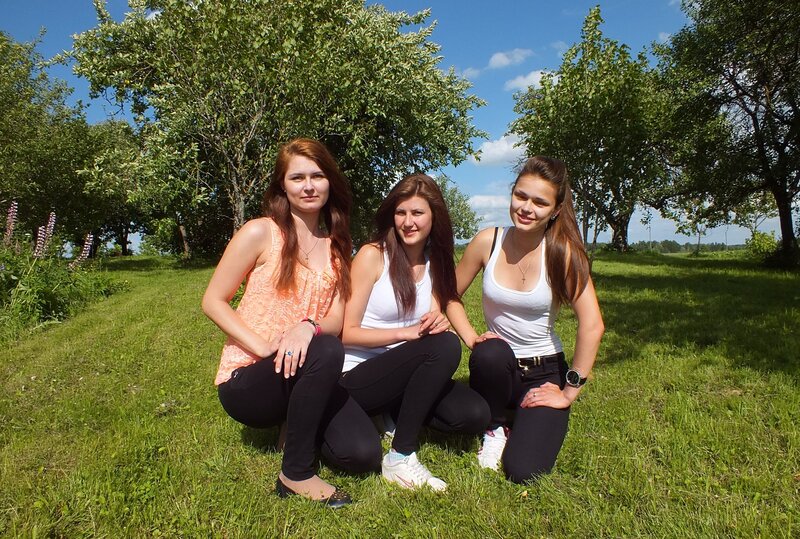 Three Women on Grass — Green, Serene
