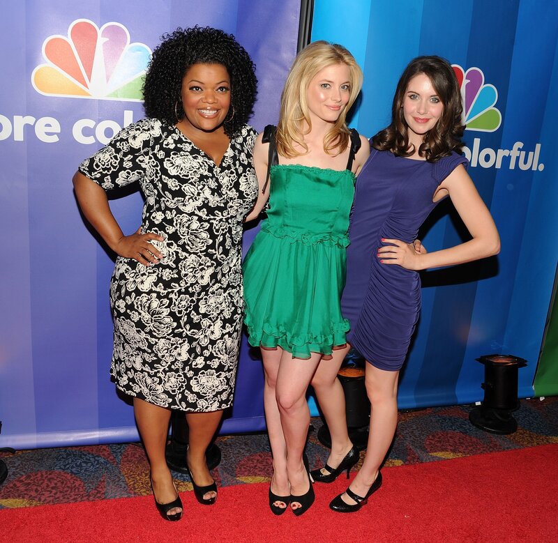 Three Women on Red Carpet — Blue