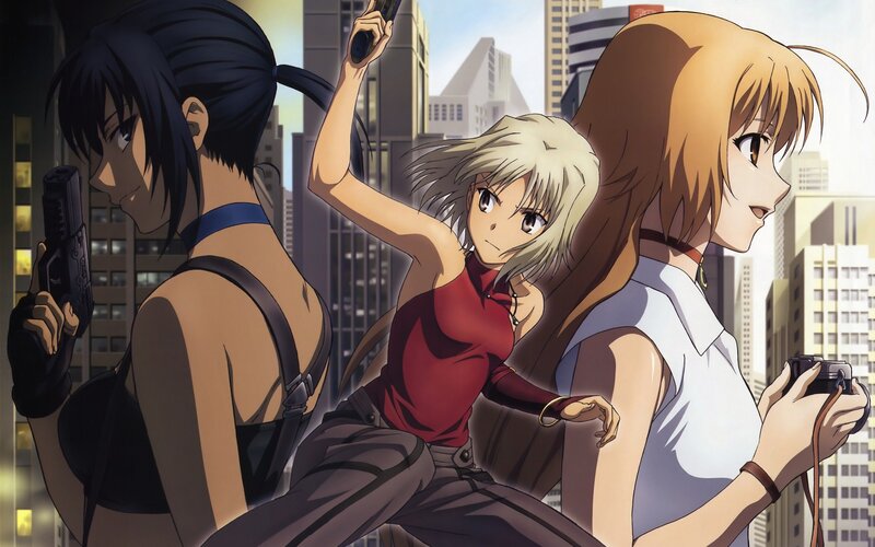 Three Women on Rooftop — Brown