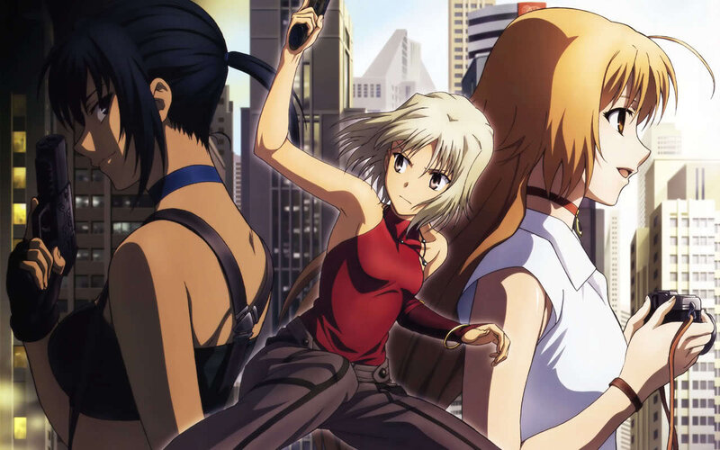 Three Women on Rooftop — Red