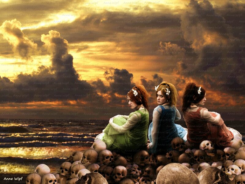 Three Women on Skulls