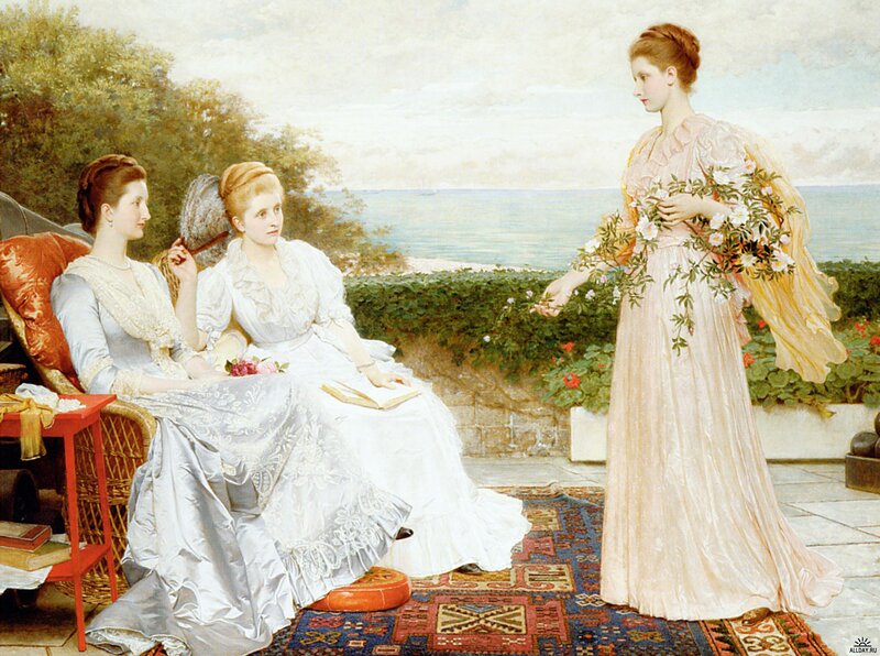 Three Women on Terrace
