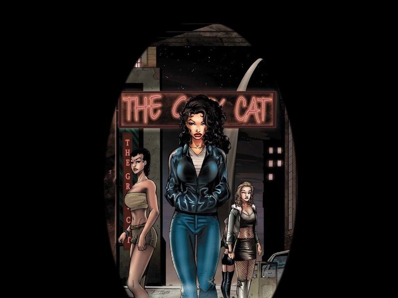 Three Women Outside Club