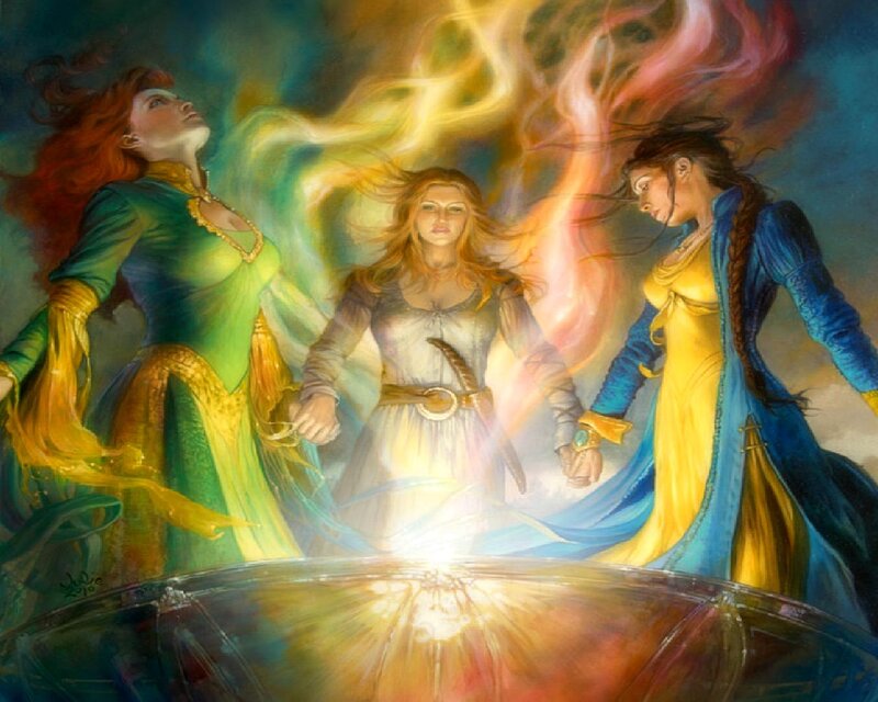 Three Women Performing Magic