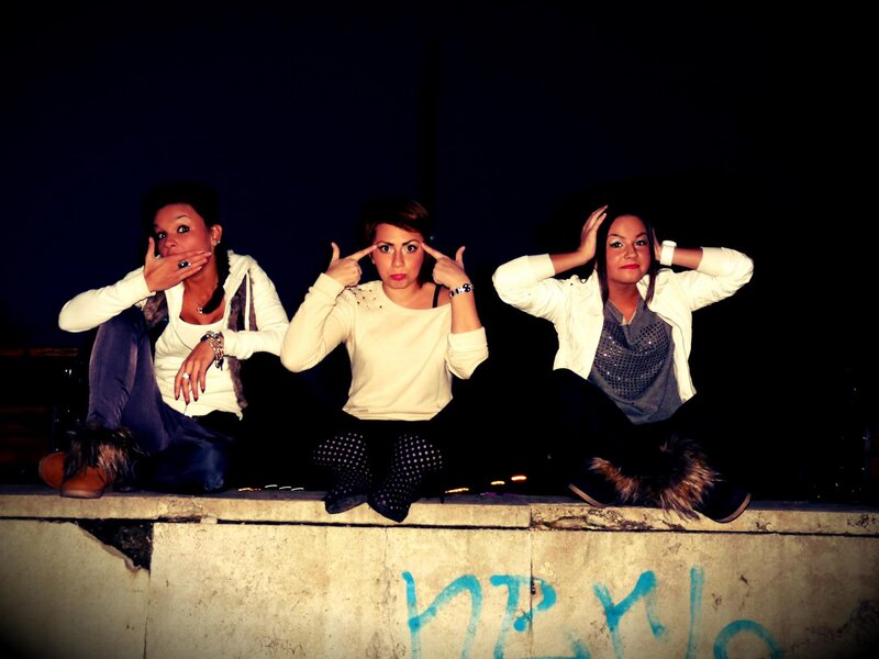 Three Women Posing — White, Dramatic