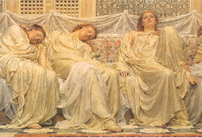 Three Women Resting on a Couch