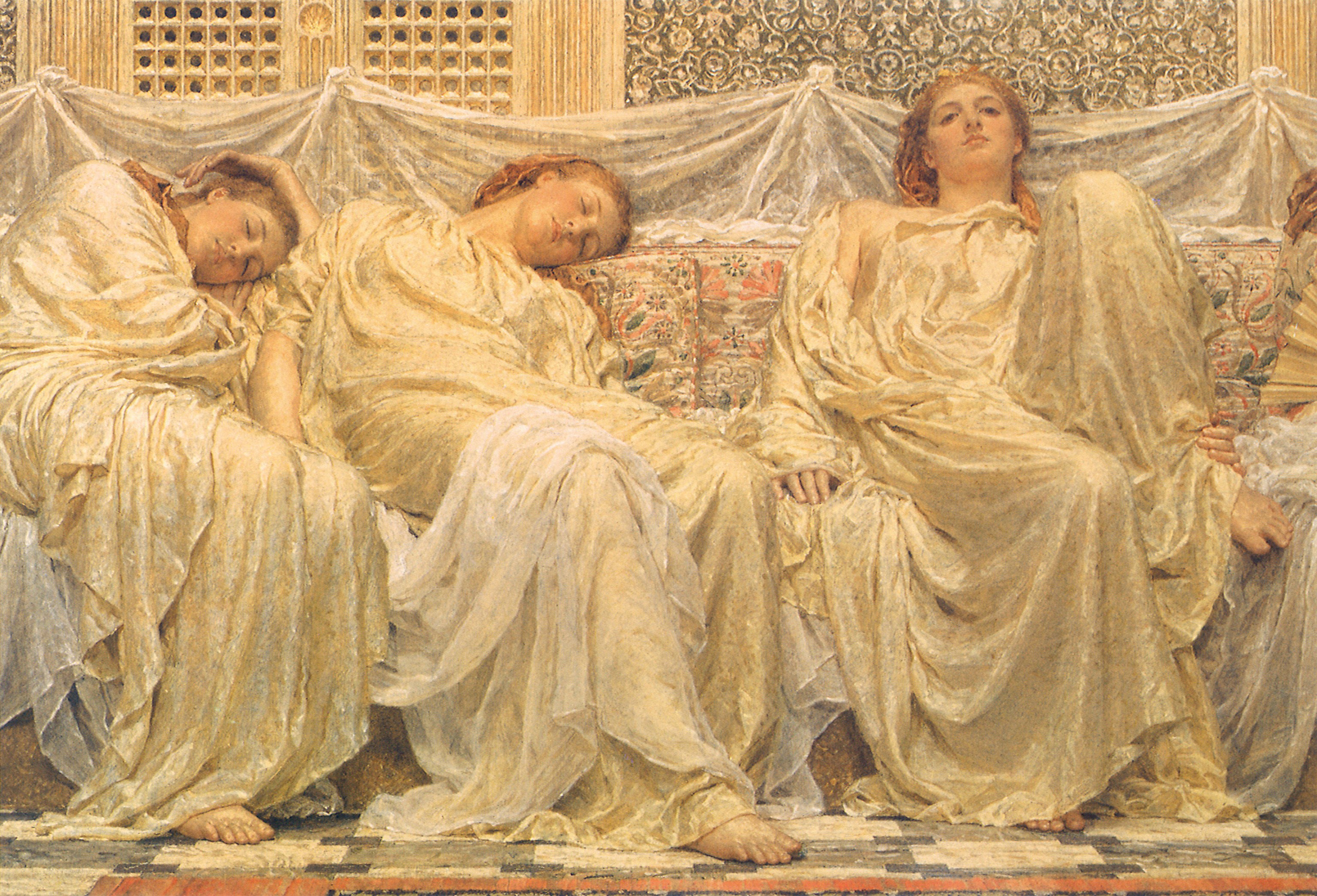 Three Women Resting on a Couch