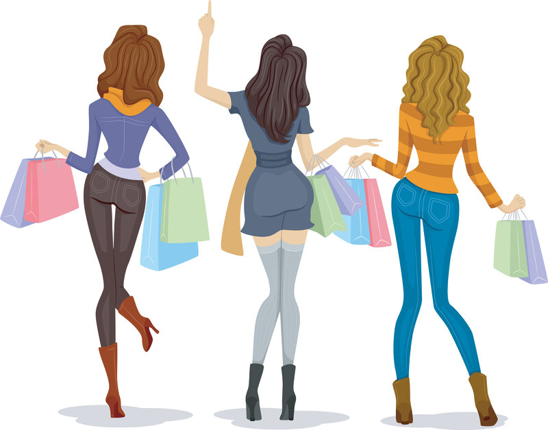 Three Women Shopping — Blue