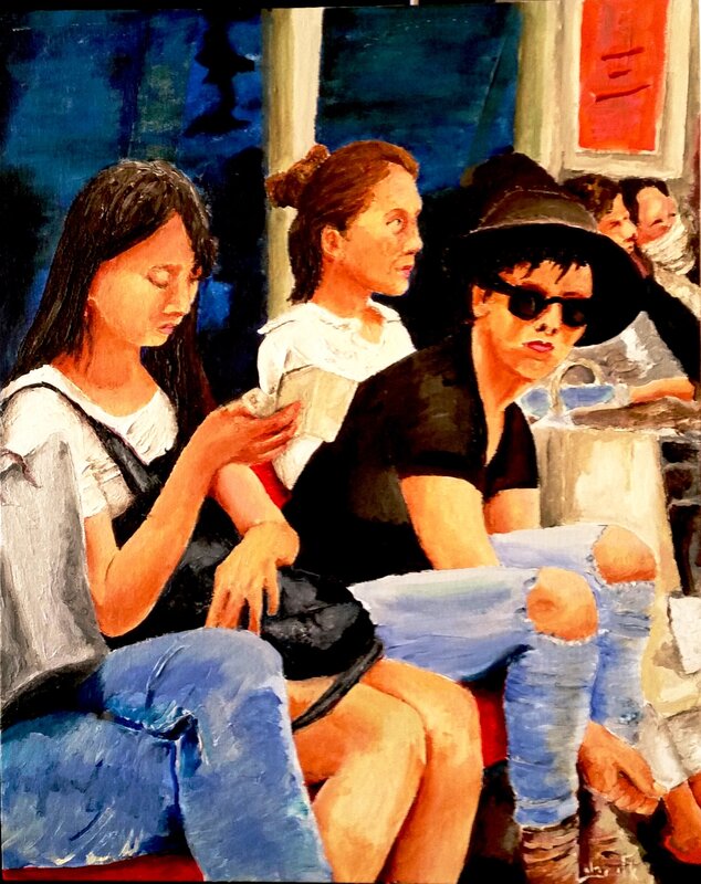 Three Women Sitting — Blue, Calm