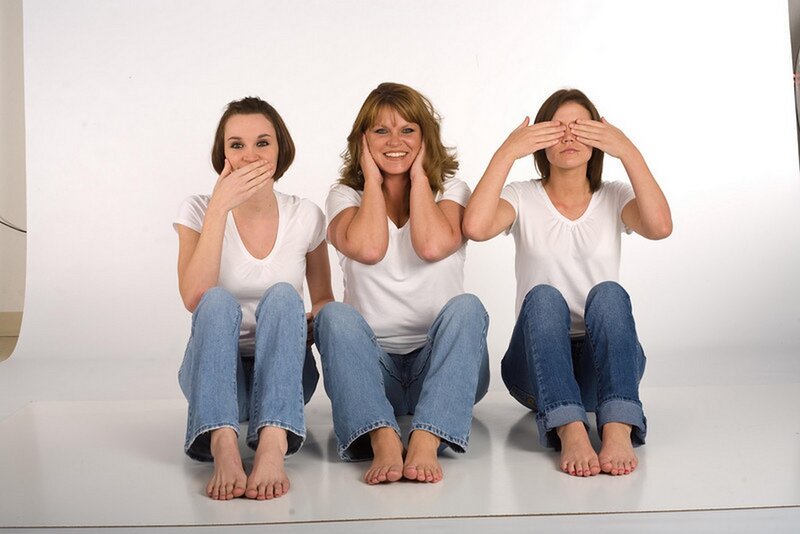Three Women Sitting — White, Neutral
