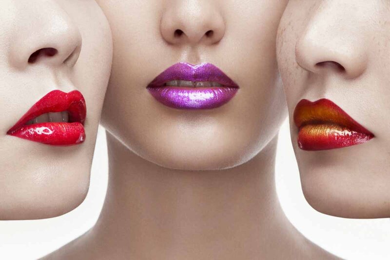 Three Women with Colorful Lips