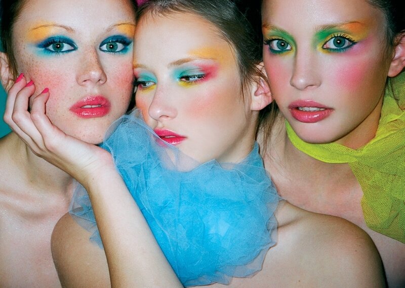 Three Women with Colorful Makeup — Blue