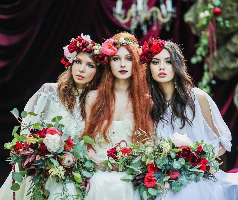 Three Women with Flower Crowns