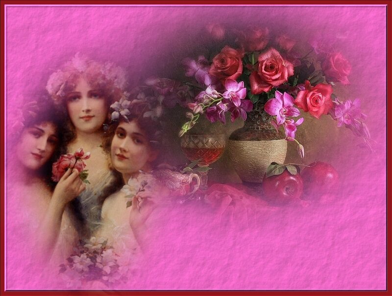 Three Women with Flowers