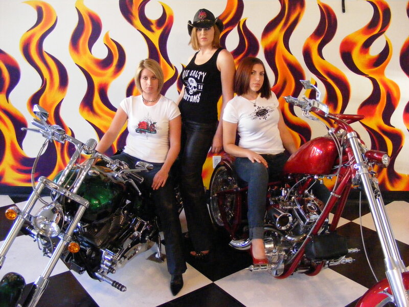 Three Women with Motorcycles