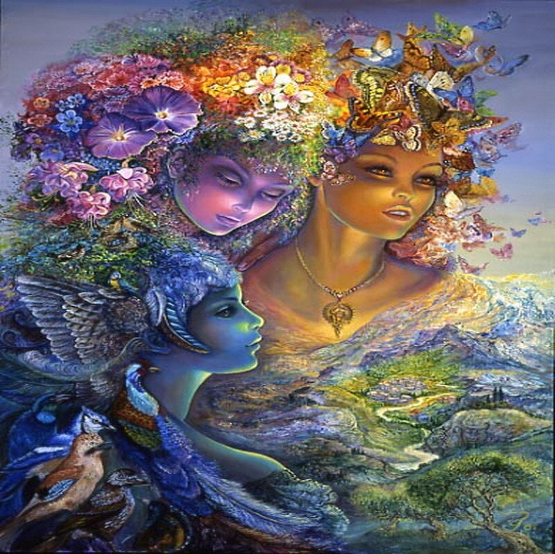 Three women with nature elements