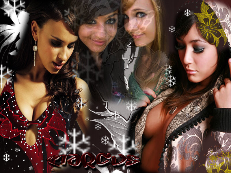 Three Women with Snowflakes