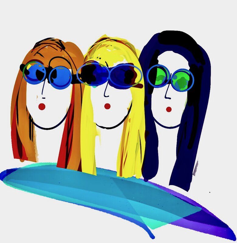 Three Women with Sunglasses — Blue