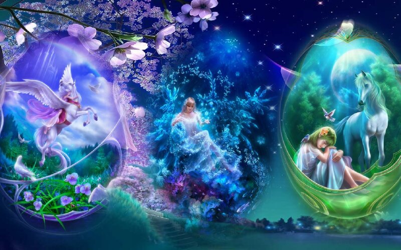 Three Women with Unicorns