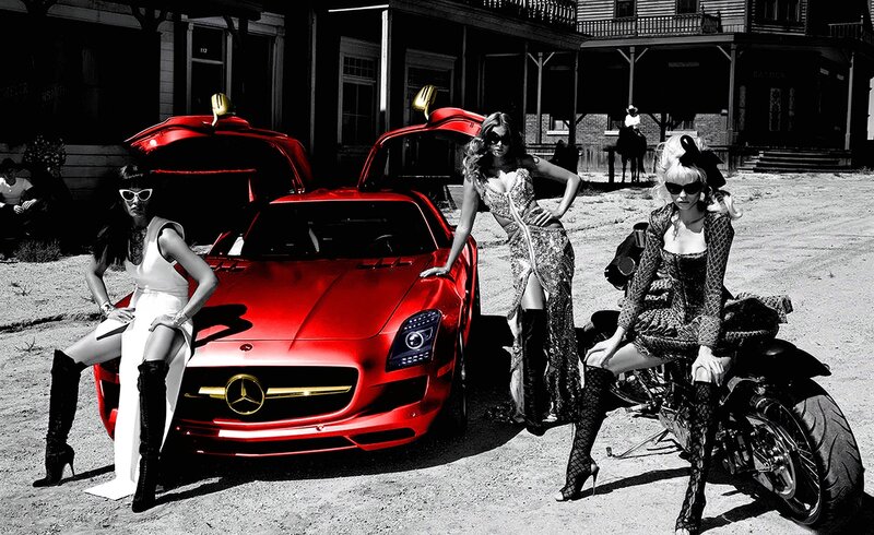 Three Women with Vehicles