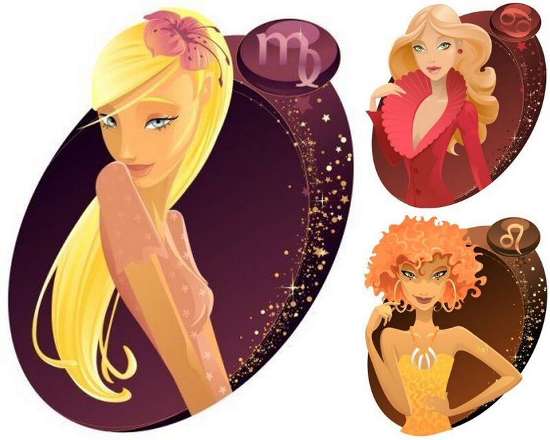 Three Women with Zodiac Signs