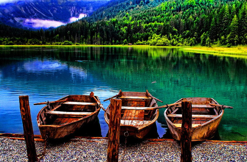 Three Wooden Boats — Green