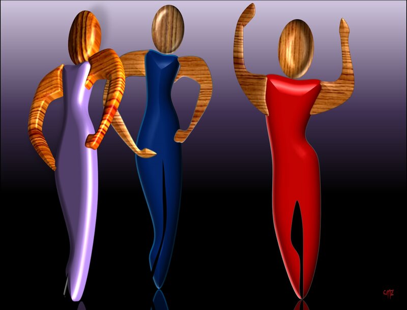 Three Wooden Figures