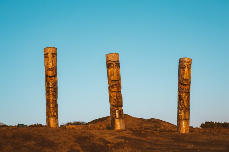 Three Wooden Totem Poles