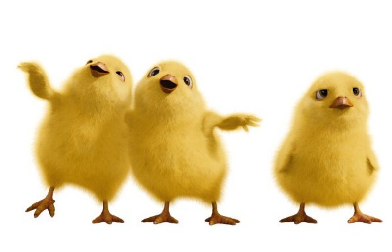 Three Yellow Chicks — Playful, 3d Render
