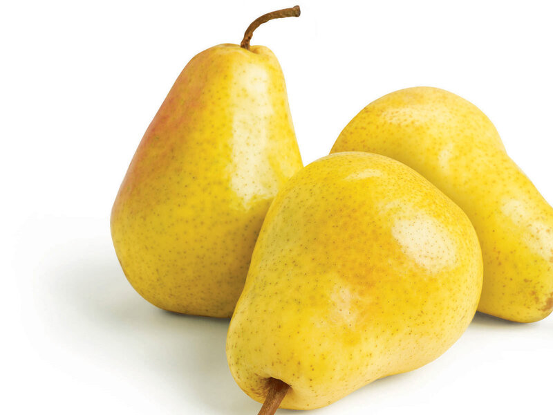 three yellow pears