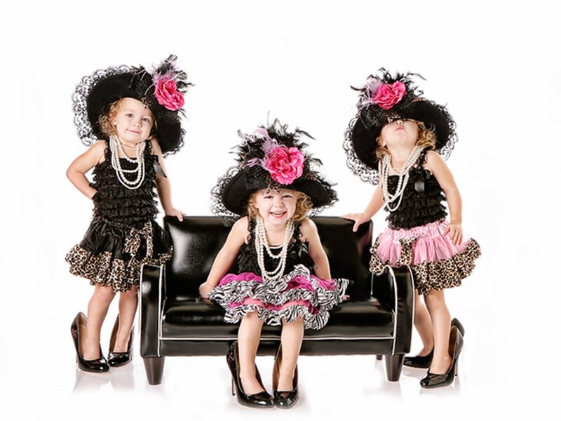 Three Young Girls in Costumes